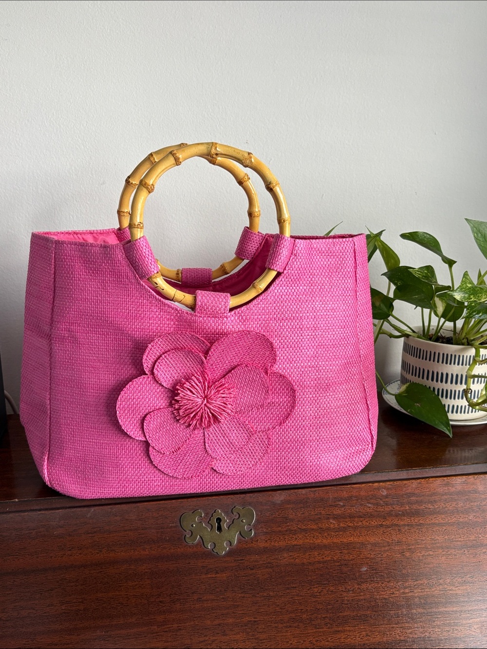 Neiman Marcus Woven Straw Tote Bag